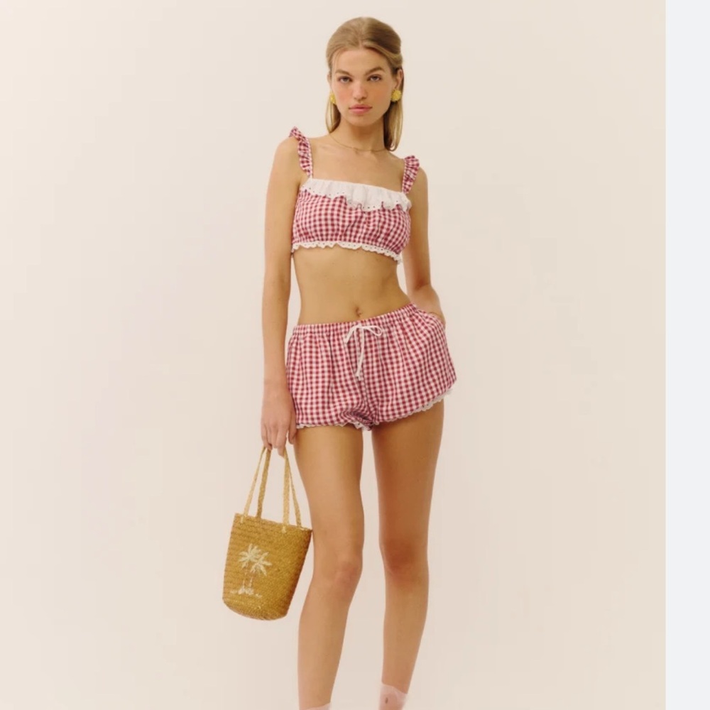 Reformation Betsy bloomer shorts , Romee top set WHITE